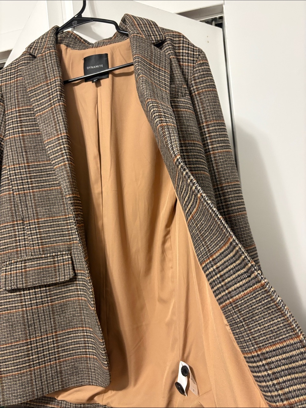 Dynamite Brown and Camel Plaid Blazer - Picture 4 of 5